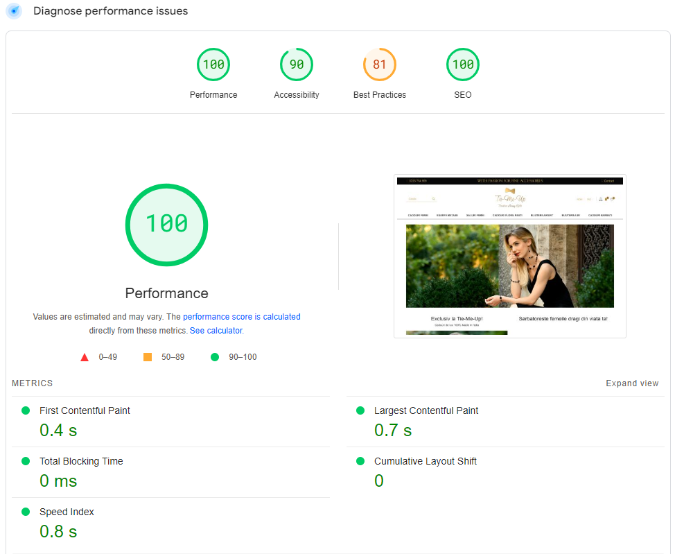Mobile page speed