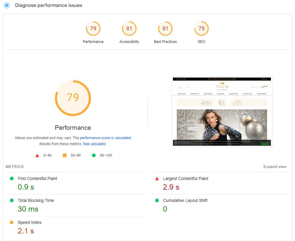 Mobile page speed