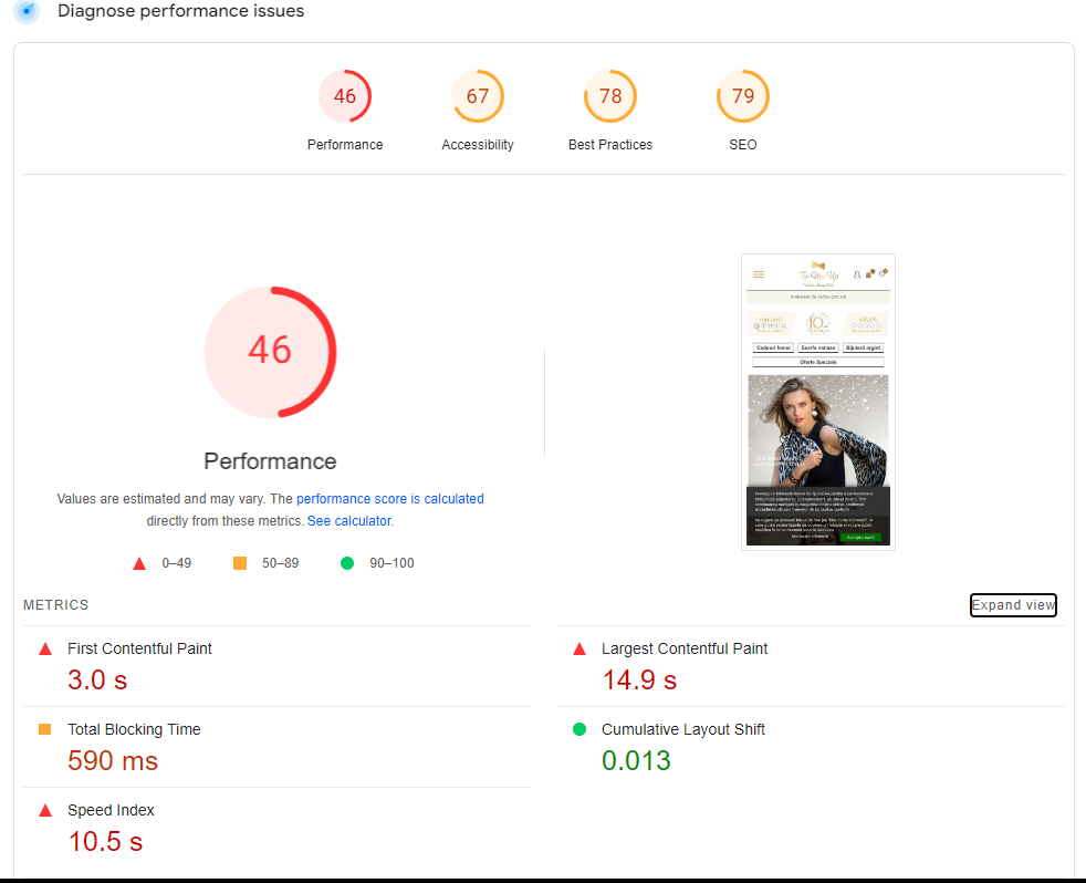 Mobile page speed