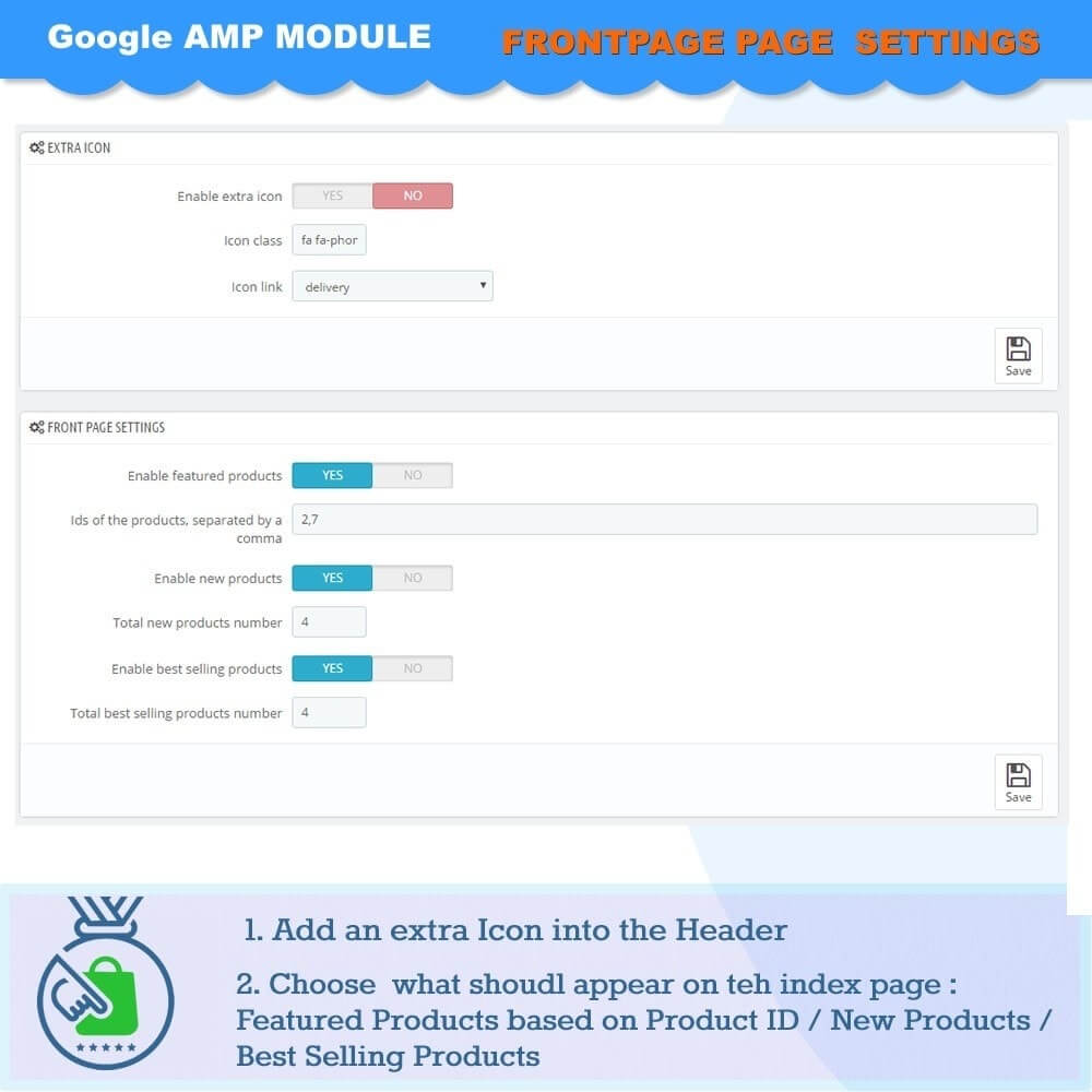 Google AMP Module - Frontpage Page Settings