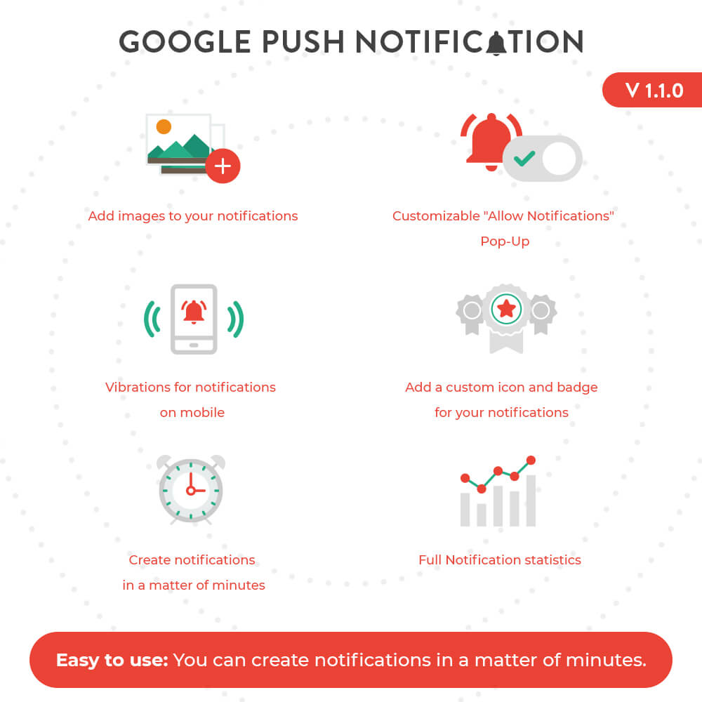 Easy to use: You can create notifications in a matter of minutes.
