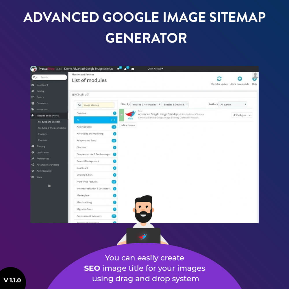 You can easily create SEO image title for your images using drag and drop system.