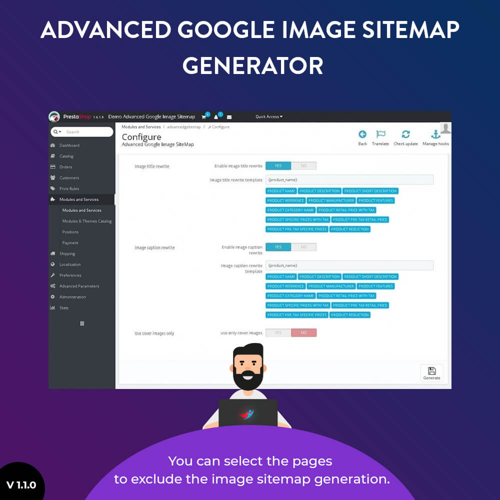 You can select the pages to exclude the image sitemap generation.