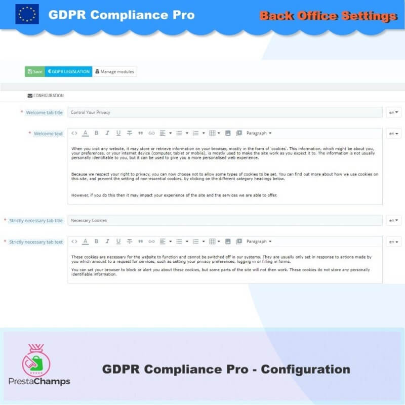 GDPR Compliance PRO - Configuration