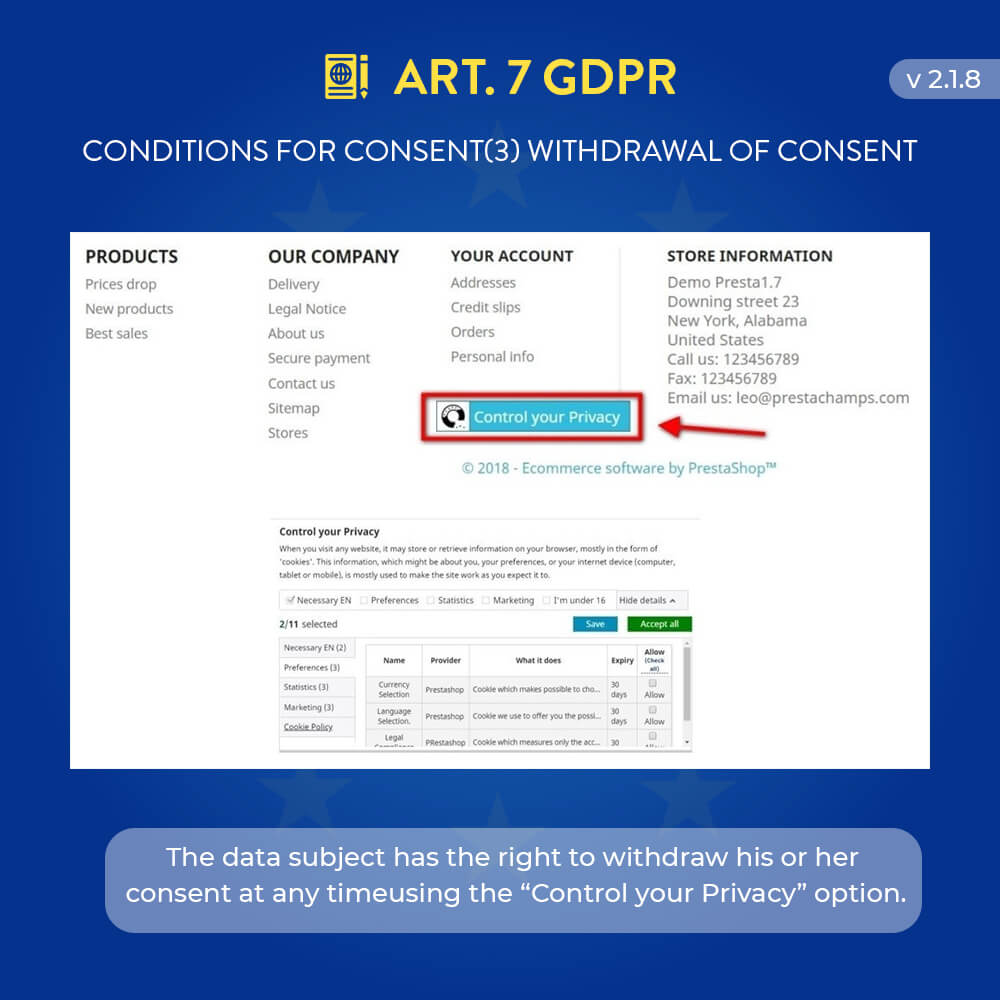 The data subject has the rigth to withdraw his or her consent at any timeusing the 'Controleaza-ti confidentialitatea' option