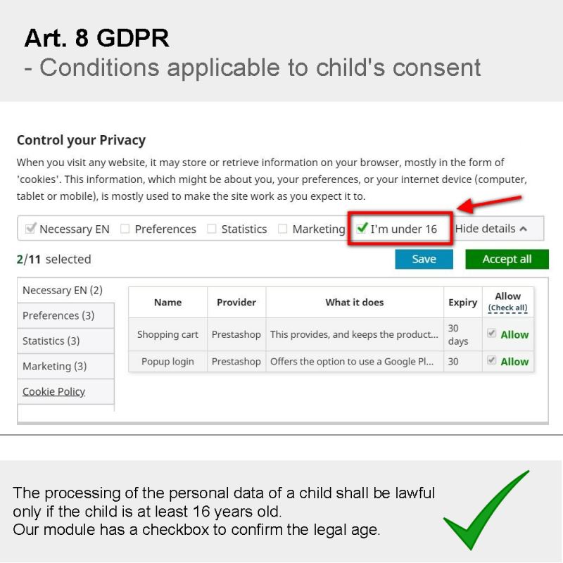 Conditions applicable to child's consent
