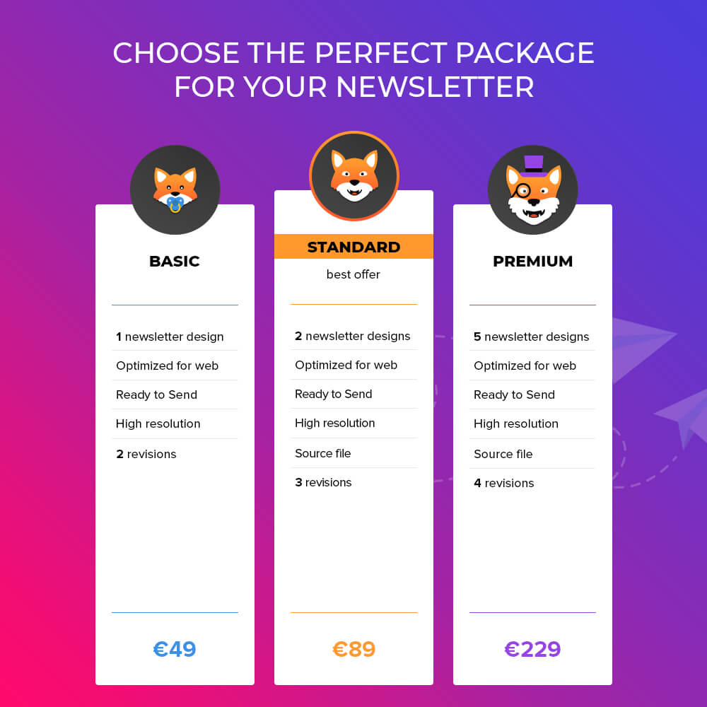 Package Newsletter design