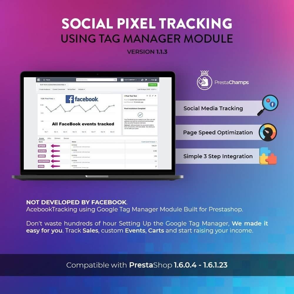 Social pixel tracking using Tag Manager Module